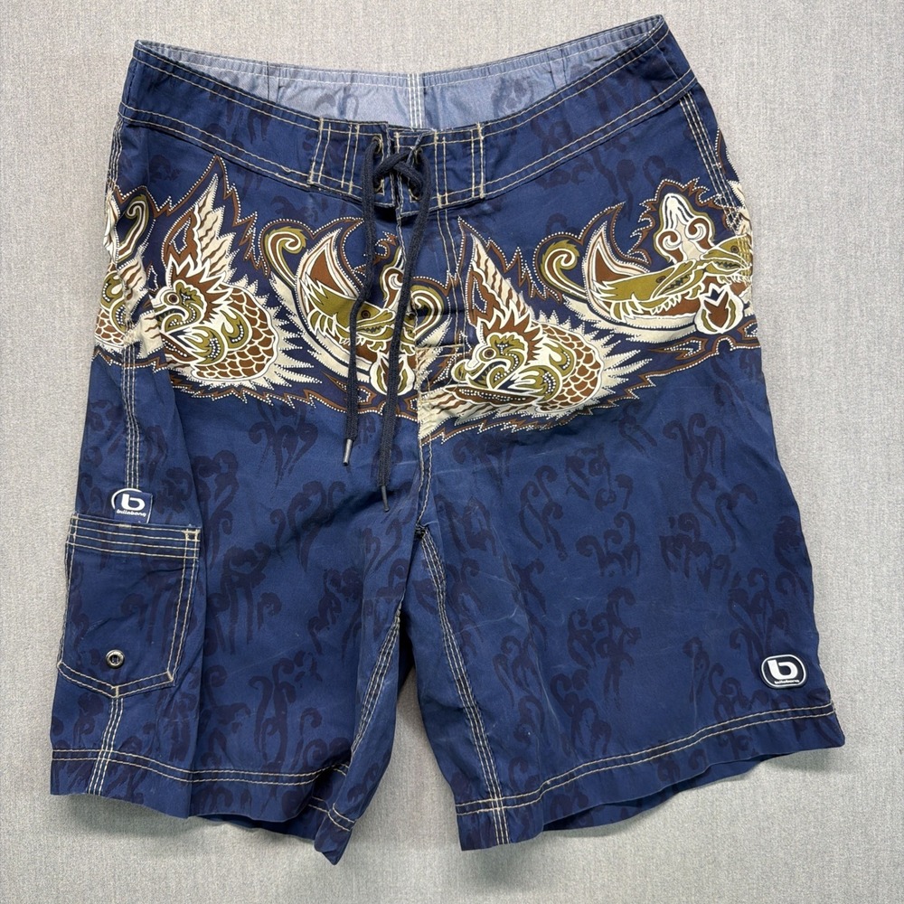 Vintage Billabong Board Shorts Mens 34‎ Swim Trunks Blue 90s Surf Made in USA